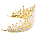 Wedding Bridal Bridesmaid Alloy Artificial Pearls Rhinestones Charms Crown Head Decor Jewelry Headband Tiara Gold