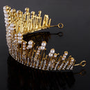 Wedding Bridal Bridesmaid Alloy Artificial Pearls Rhinestones Charms Crown Head Decor Jewelry Headband Tiara Gold
