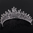 Wedding Bridal Bridesmaid Alloy Artificial Pearls Rhinestones Charms Crown Head Decor Jewelry Headband Tiara Silver