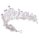Woman Girl Crown Leaves Alloy Inlaid Crystal False Beads Jewelry Accessory Wedding