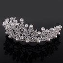Woman Girl Crown Leaves Alloy Inlaid Crystal False Beads Jewelry Accessory Wedding