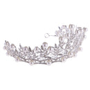 Woman Girl Crown Leaves Alloy Inlaid Crystal False Beads Jewelry Accessory Wedding