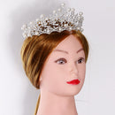 Woman Girl Crown Leaves Alloy Inlaid Crystal False Beads Jewelry Accessory Wedding
