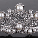 Wedding Bridal Bridesmaid Alloy Crystal Rhinestones Artificial Pearls Charms Crown Head Decor Jewelry Headband Tiara Silver