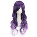 Gradient Purple Wig Long Curly Wig Cap Anime Cosplay Costume Accessories