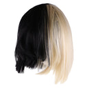 Straight Half Black Blonde Wig 2 Tone Shoulder Length Comic Cosplay Costume
