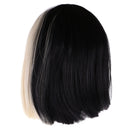 Straight Half Black Blonde Wig 2 Tone Shoulder Length Comic Cosplay Costume