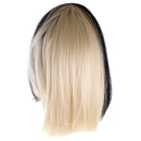 Straight Half Black Blonde Wig 2 Tone Shoulder Length Comic Cosplay Costume