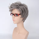Women Old Lady Wig Curly Short Gray Hair Grandma Granny Cosplay Fancy Dress