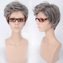 Women Old Lady Wig Curly Short Gray Hair Grandma Granny Cosplay Fancy Dress
