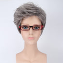 Women Old Lady Wig Curly Short Gray Hair Grandma Granny Cosplay Fancy Dress