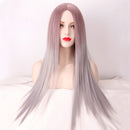 Fashion Girls Taro Purple Gray Gradient Hair Long Straight Wig Harajuku Wig