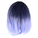 45cm Women Curly Black Blue Ombre Hair Wigs with Blunt Bangs Cosplay Costume Party Props Heat Resistant Hair Fiber Wig