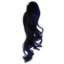 65cm Anime Wigs Wavy Curly Black Blue Mixed Beautiful Full Hair Womens Wigs with Side Bangs Cosplay Costume Props