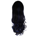 65cm Anime Wigs Wavy Curly Black Blue Mixed Beautiful Full Hair Womens Wigs with Side Bangs Cosplay Costume Props