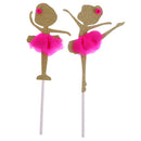 2Pieces Ballerinat Birthday Girl STAND UPS STANDUP Edible Cup Cake Toppers