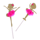 2Pieces Ballerinat Birthday Girl STAND UPS STANDUP Edible Cup Cake Toppers