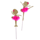 2Pieces Ballerinat Birthday Girl STAND UPS STANDUP Edible Cup Cake Toppers