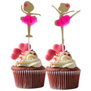 2Pieces Ballerinat Birthday Girl STAND UPS STANDUP Edible Cup Cake Toppers