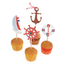 24 Pieces Nautical Style Paper Cupcake Picks Cake Topper Party Cake Decor