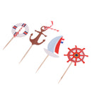 24 Pieces Nautical Style Paper Cupcake Picks Cake Topper Party Cake Decor