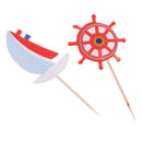 24 Pieces Nautical Style Paper Cupcake Picks Cake Topper Party Cake Decor