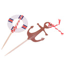 24 Pieces Nautical Style Paper Cupcake Picks Cake Topper Party Cake Decor