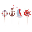 24 Pieces Nautical Style Paper Cupcake Picks Cake Topper Party Cake Decor