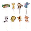 24 Pieces Zoo Wild Animal Monkey Zebra Lion Cupcake Toppers Cake Picks Decorations Wedding Baby Shower Favors Party Supply