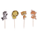 24 Pieces Zoo Wild Animal Monkey Zebra Lion Cupcake Toppers Cake Picks Decorations Wedding Baby Shower Favors Party Supply