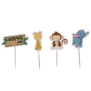 24 Pieces Zoo Wild Animal Monkey Zebra Lion Cupcake Toppers Cake Picks Decorations Wedding Baby Shower Favors Party Supply