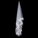 One Tier Flower Edge Wedding Bridal Lace Long Veil 1.5m Ivory No Comb