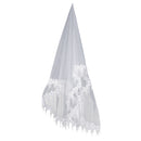 One Tier Flower Edge Wedding Bridal Lace Long Veil 1.5m Ivory No Comb