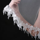 One Tier Flower Edge Wedding Bridal Lace Long Veil 1.5m Ivory No Comb