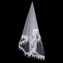 One Tier Flower Edge Wedding Bridal Lace Long Veil 1.5m Ivory No Comb