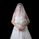 One Tier Flower Edge Wedding Bridal Lace Long Veil 1.5m Ivory No Comb