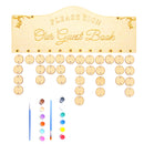 Our Guest Book Wooden Plaque Signs Board Calender with 2Pieces Paints for Wedding Decoration