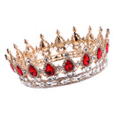 Baroque Ruby Gold Queen Crown Tiara Wedding Headpiece Girls Pageant Costume