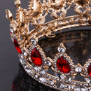 Baroque Ruby Gold Queen Crown Tiara Wedding Headpiece Girls Pageant Costume