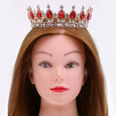 Baroque Ruby Gold Queen Crown Tiara Wedding Headpiece Girls Pageant Costume