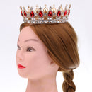 Baroque Ruby Gold Queen Crown Tiara Wedding Headpiece Girls Pageant Costume