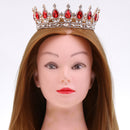 Baroque Ruby Gold Queen Crown Tiara Wedding Headpiece Girls Pageant Costume