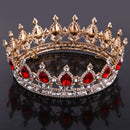 Baroque Ruby Gold Queen Crown Tiara Wedding Headpiece Girls Pageant Costume