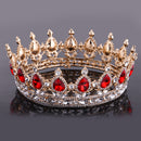 Baroque Ruby Gold Queen Crown Tiara Wedding Headpiece Girls Pageant Costume