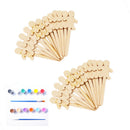 24x Wood Craft Sticks Snowman Shaped 12 Colors Kids Paints Craft Set