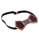 Fashion Novelty Wood Bow Tie MenÂ’s Wooden Bowtie with Fabric Strap Necktie Present for Boyfriend Husband Groom