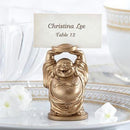 Antique Gold Plated Resin Maitreya Buddha Wedding Place Card Holder Table Decoration