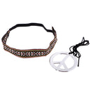 Unisex Women Men Peace Signs Necklace Headband Set Jewelry Accessories