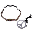 Unisex Women Men Peace Signs Necklace Headband Set Jewelry Accessories