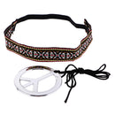 Unisex Women Men Peace Signs Necklace Headband Set Jewelry Accessories